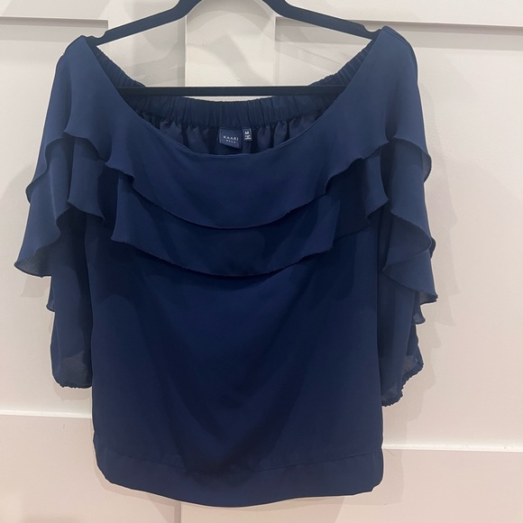 Kaari Blue Tops - Kaari Blue Navy Off Shoulder Blouse